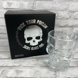 Earthbound Trading Glass Skull Mug Bar Drinking Glass Mug Cocktail New In Box
